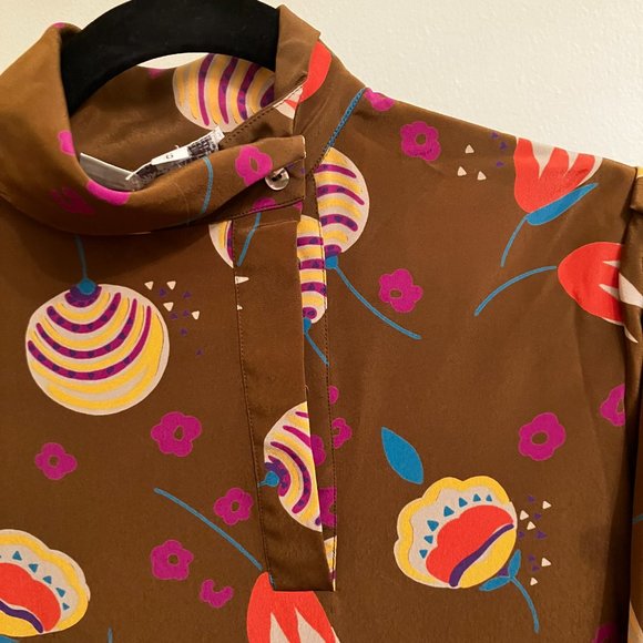 Anne Klein size 6 brown with multi coloured patterned skirt and top - Picture 4 of 10